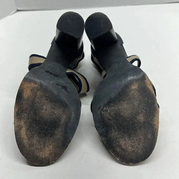 Tory Burch Laurie Criss Cross Elastic Strap Chunky Stacked High Heel Shoe 10 - Picture 8 of 10